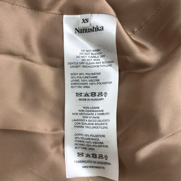 Nanushka Amal Vegan Leather Trench Coat XS Belted Notched Lapel Collar Brown - Picture 11 of 11